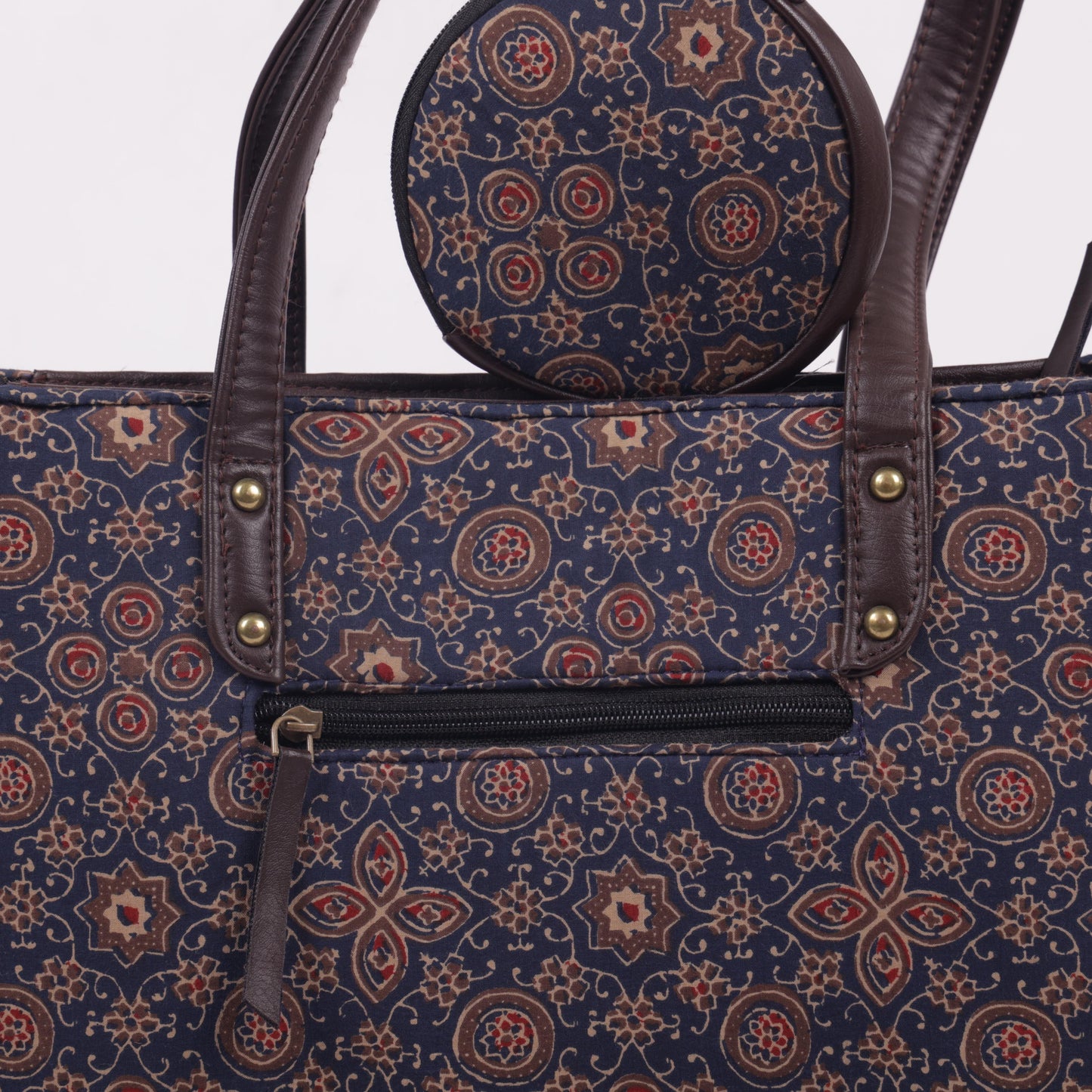 InkJaipur's Blue base Floral Printed Tote Bag