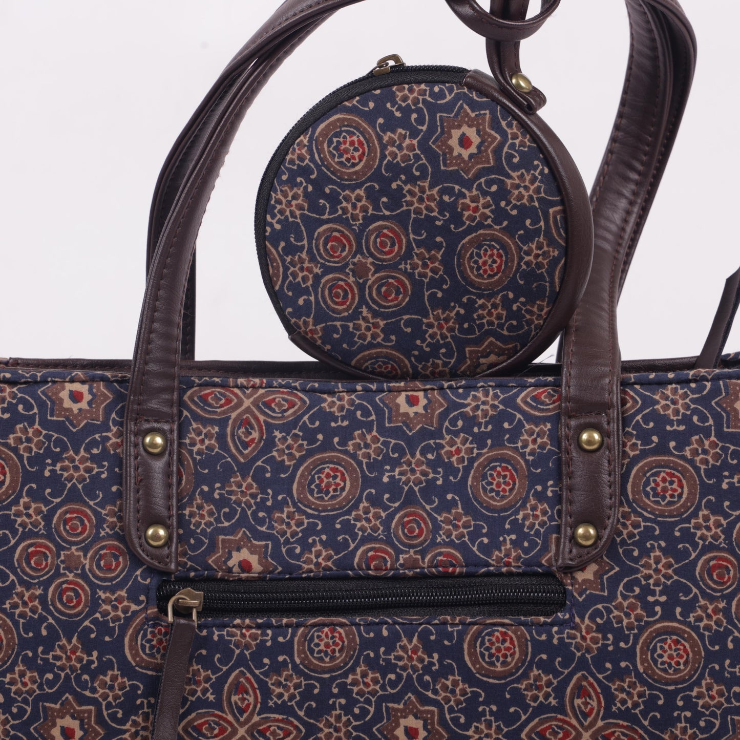 InkJaipur's Blue base Floral Printed Tote Bag