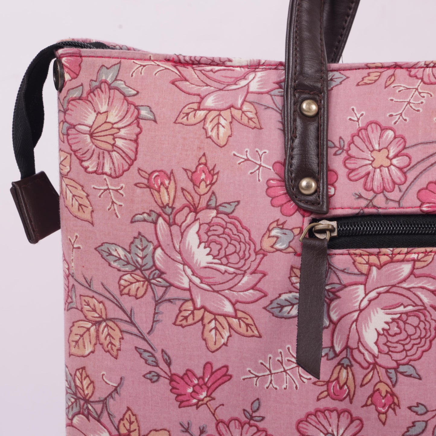 InkJaipur Pink Printed Tote bag
