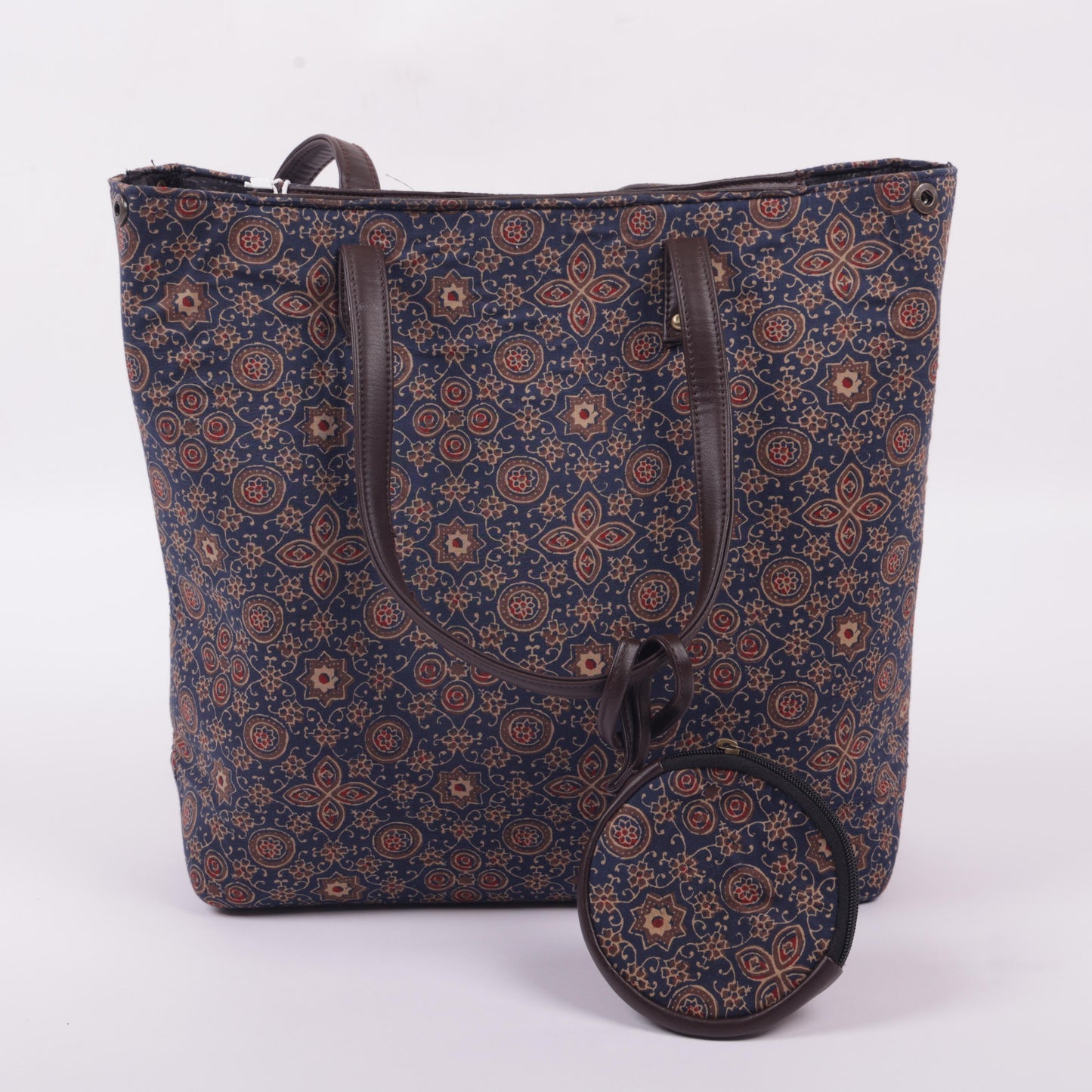 InkJaipur's Blue base Floral Printed Tote Bag