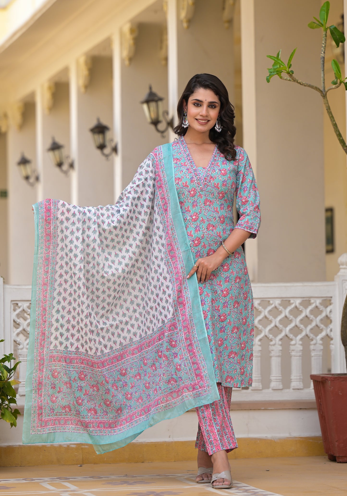Floral Straight Kurti Set