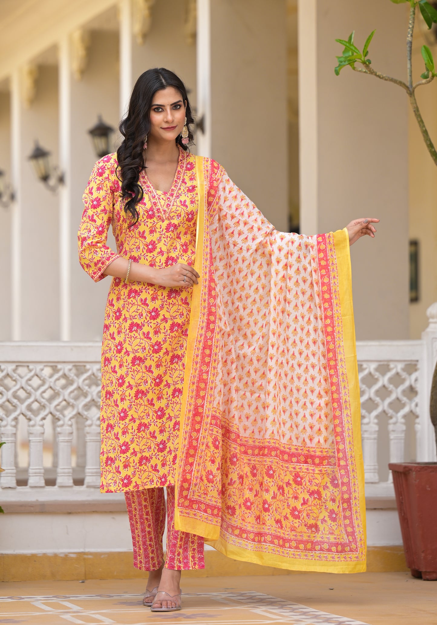 Floral Straight Kurti Set