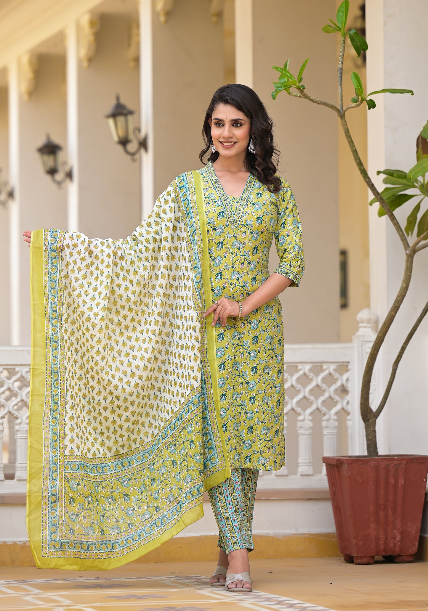 Floral Straight Kurti Set