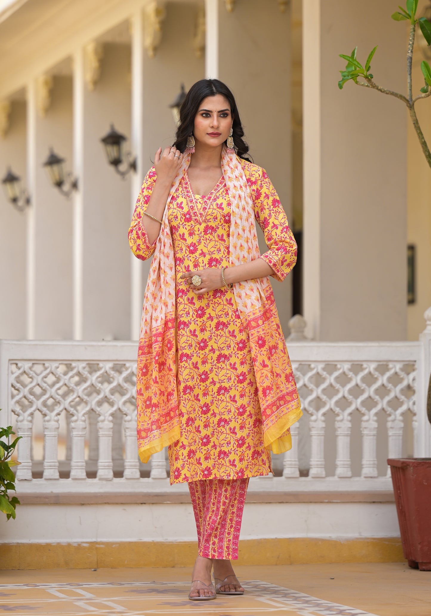 Floral Straight Kurti Set