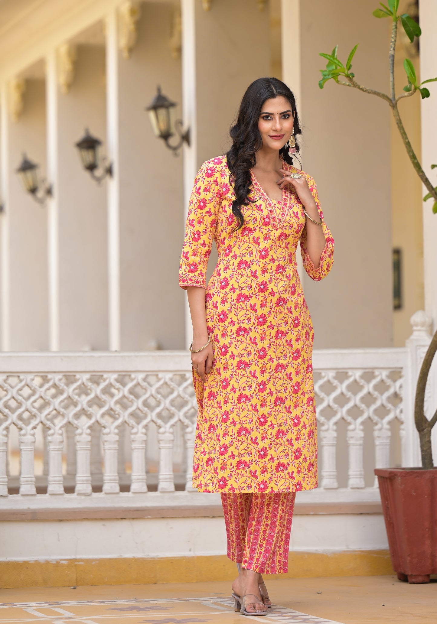 Floral Straight Kurti Set