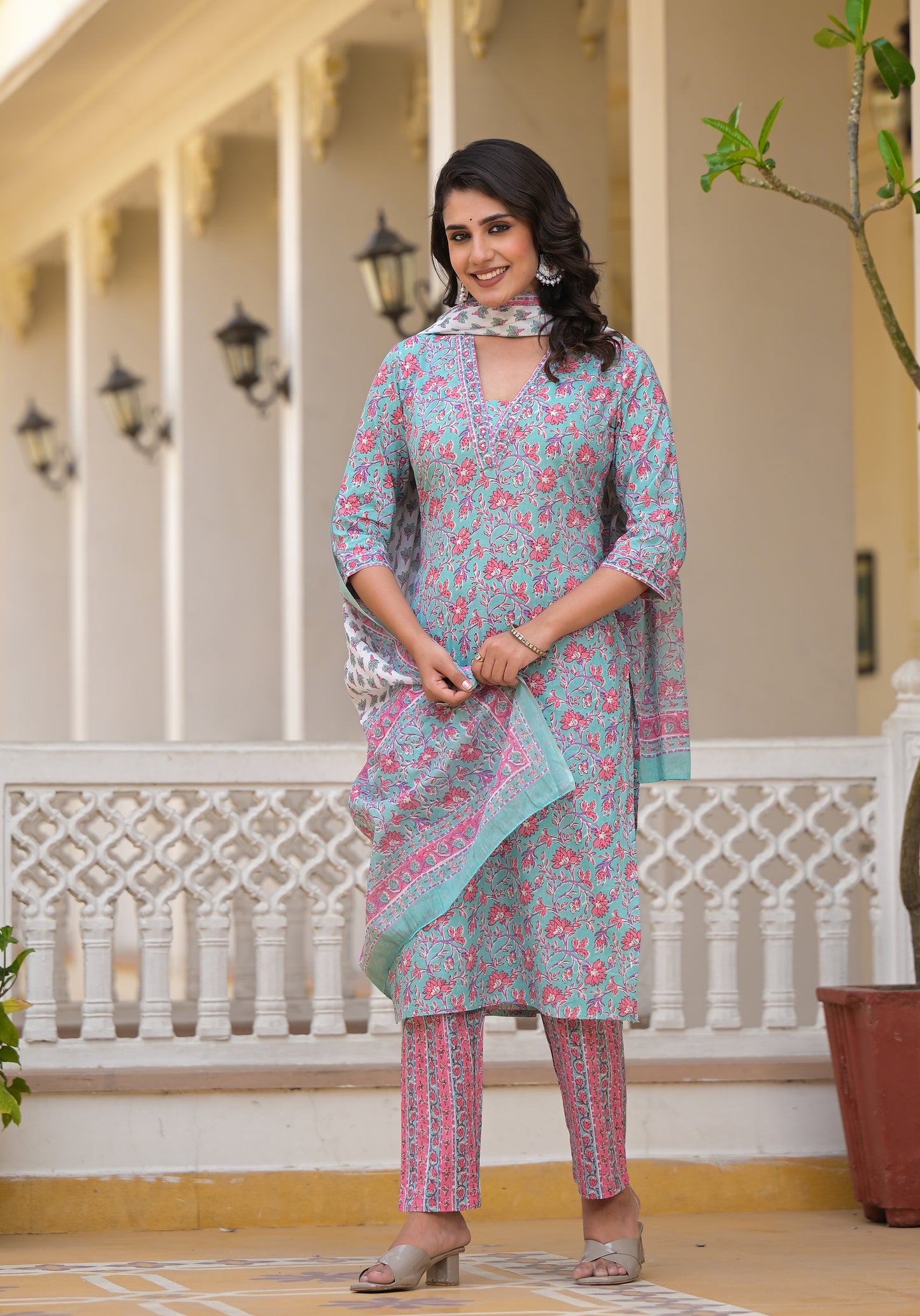 Floral Straight Kurti Set