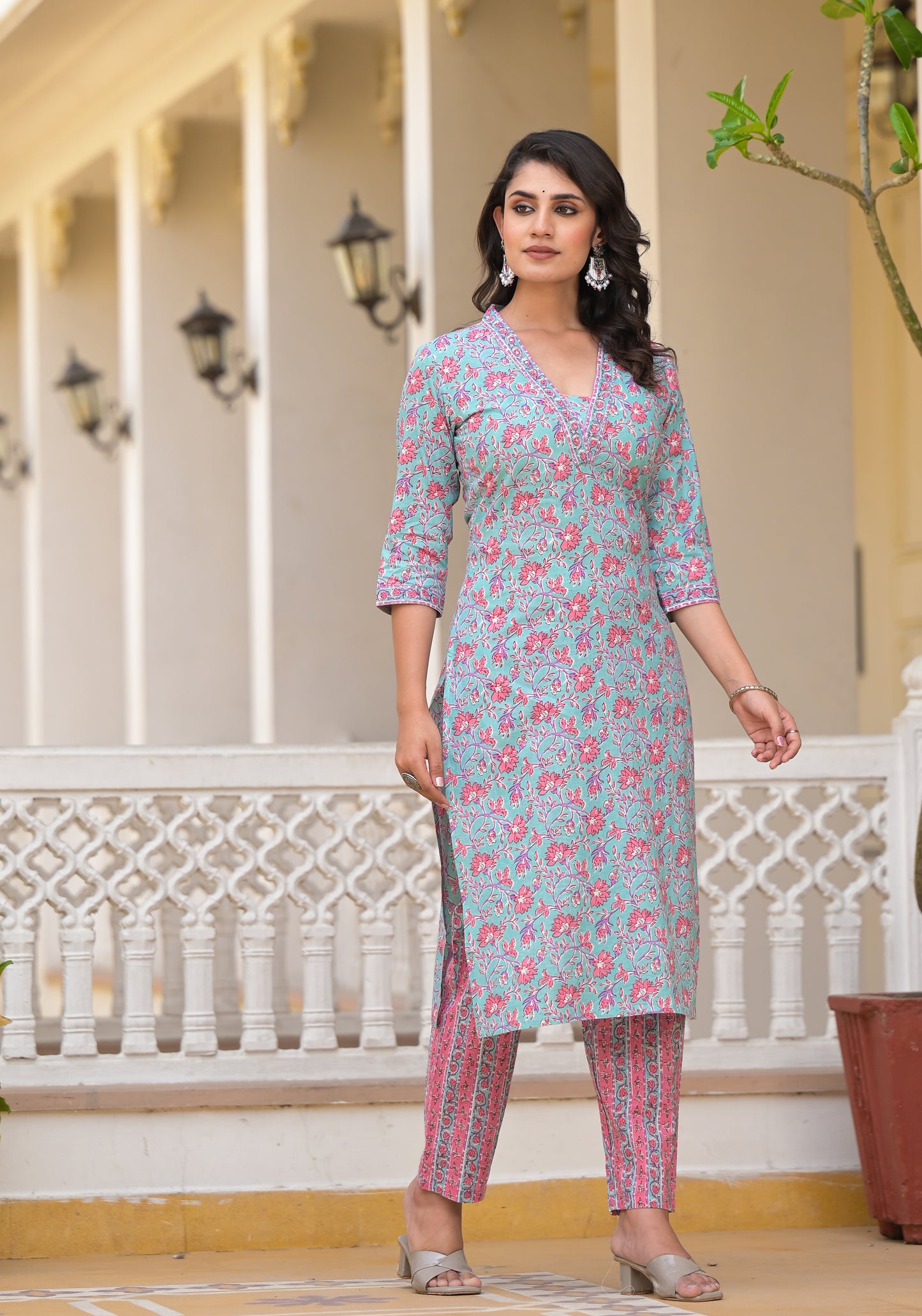 Floral Straight Kurti Set