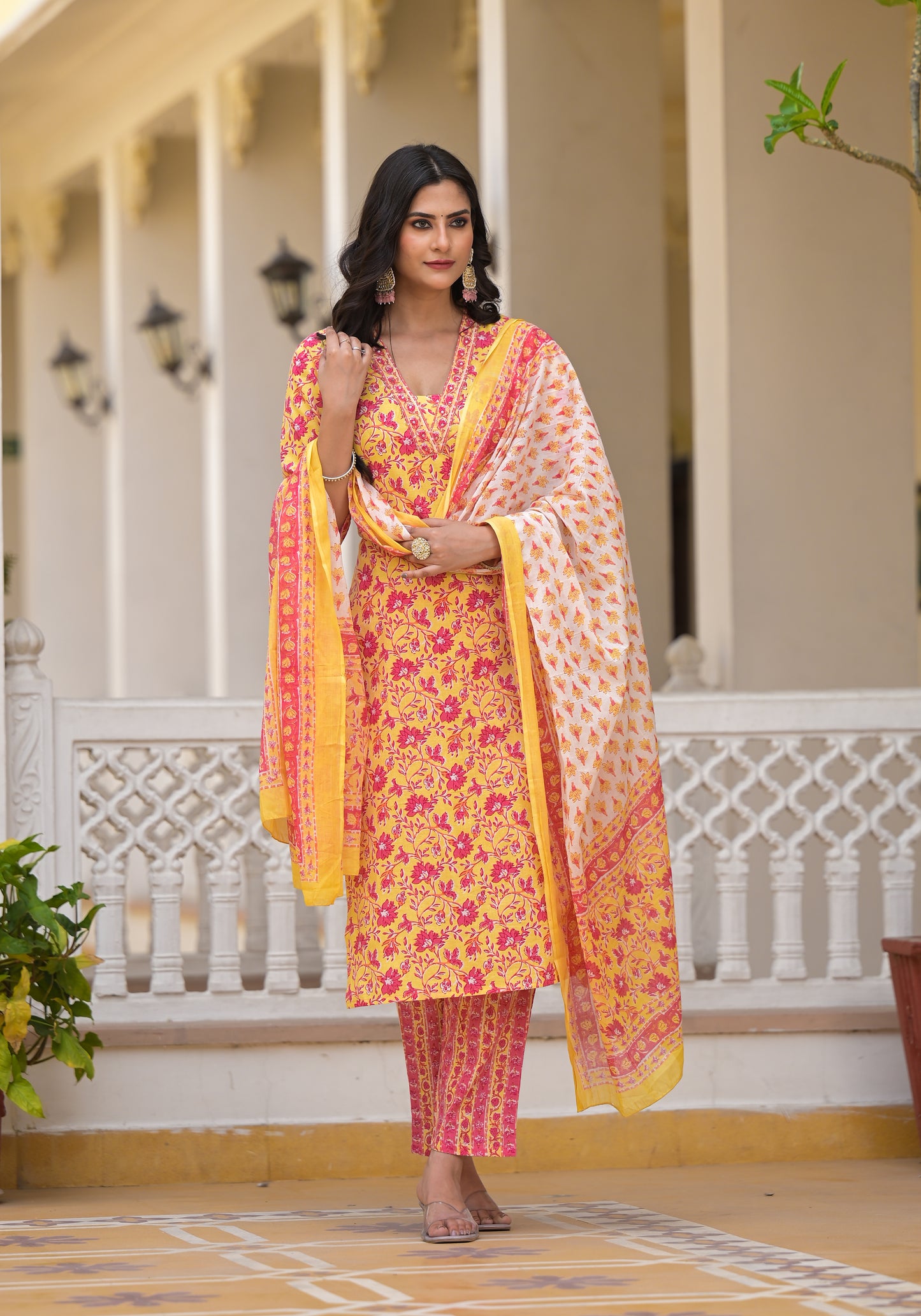 Floral Straight Kurti Set