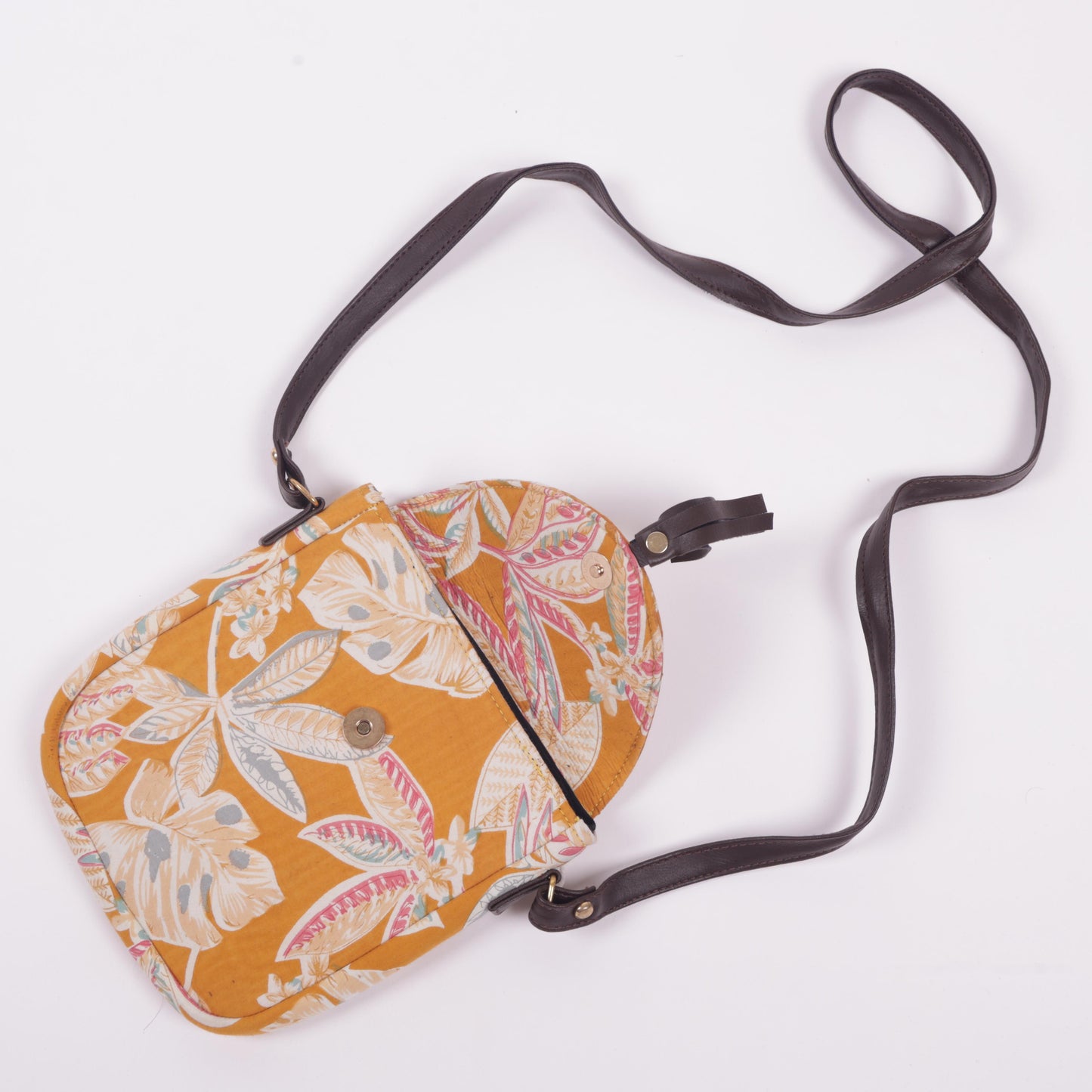 Yellow floral printed Sling Bag