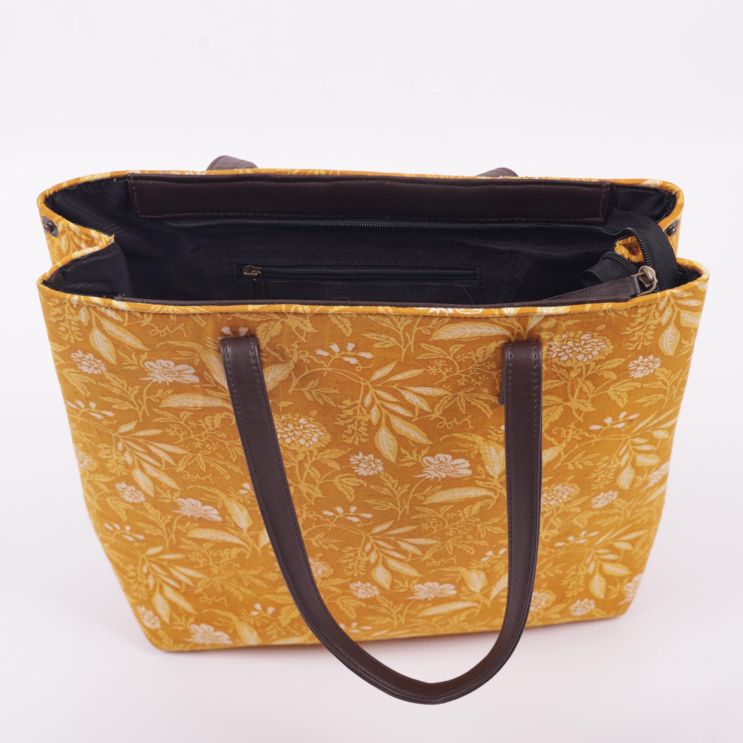 Ink Jaipur Yellow Printed Tote bag