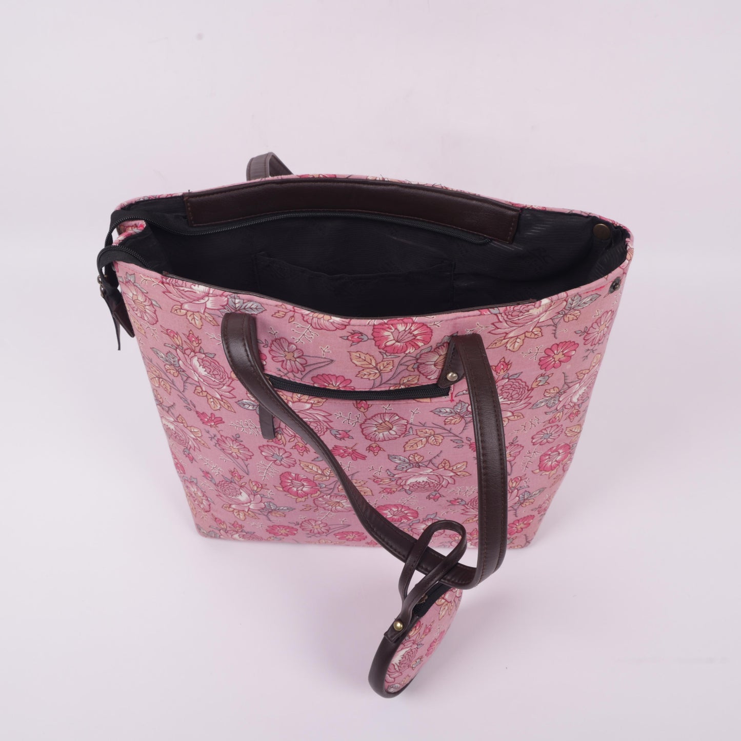 InkJaipur Pink Printed Tote bag