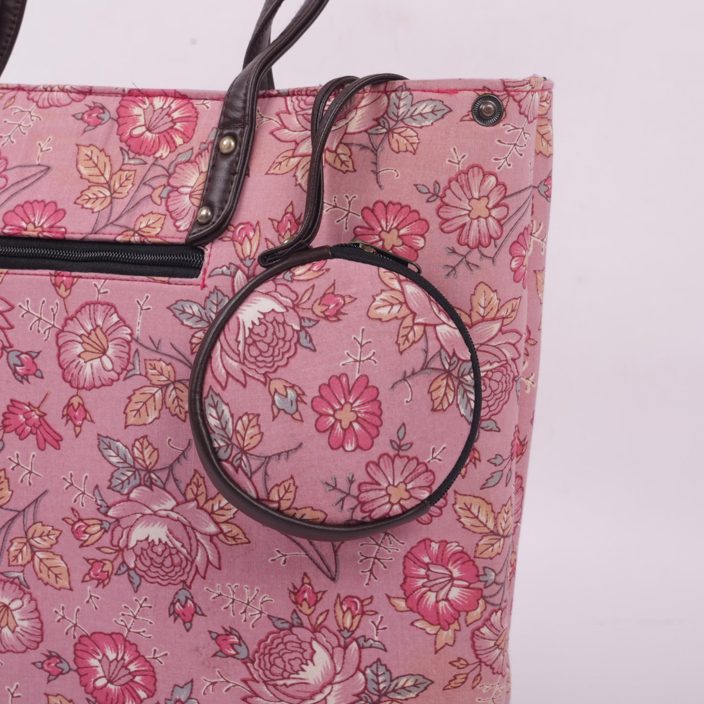 InkJaipur Pink Printed Tote bag
