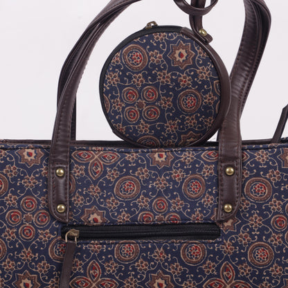 InkJaipur's Blue base Floral Printed Tote Bag