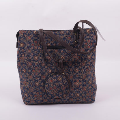InkJaipur's Blue base Floral Printed Tote Bag