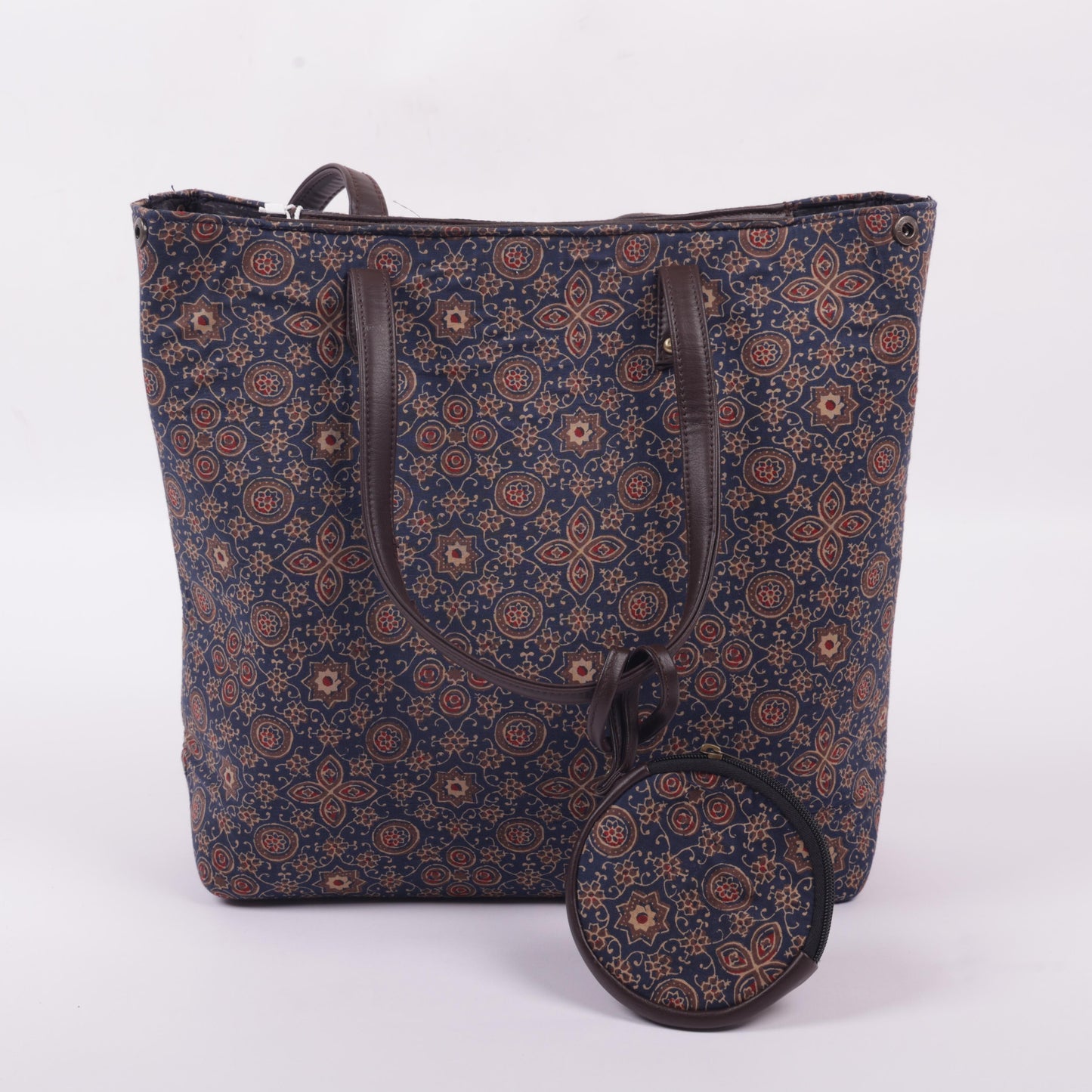 InkJaipur's Blue base Floral Printed Tote Bag