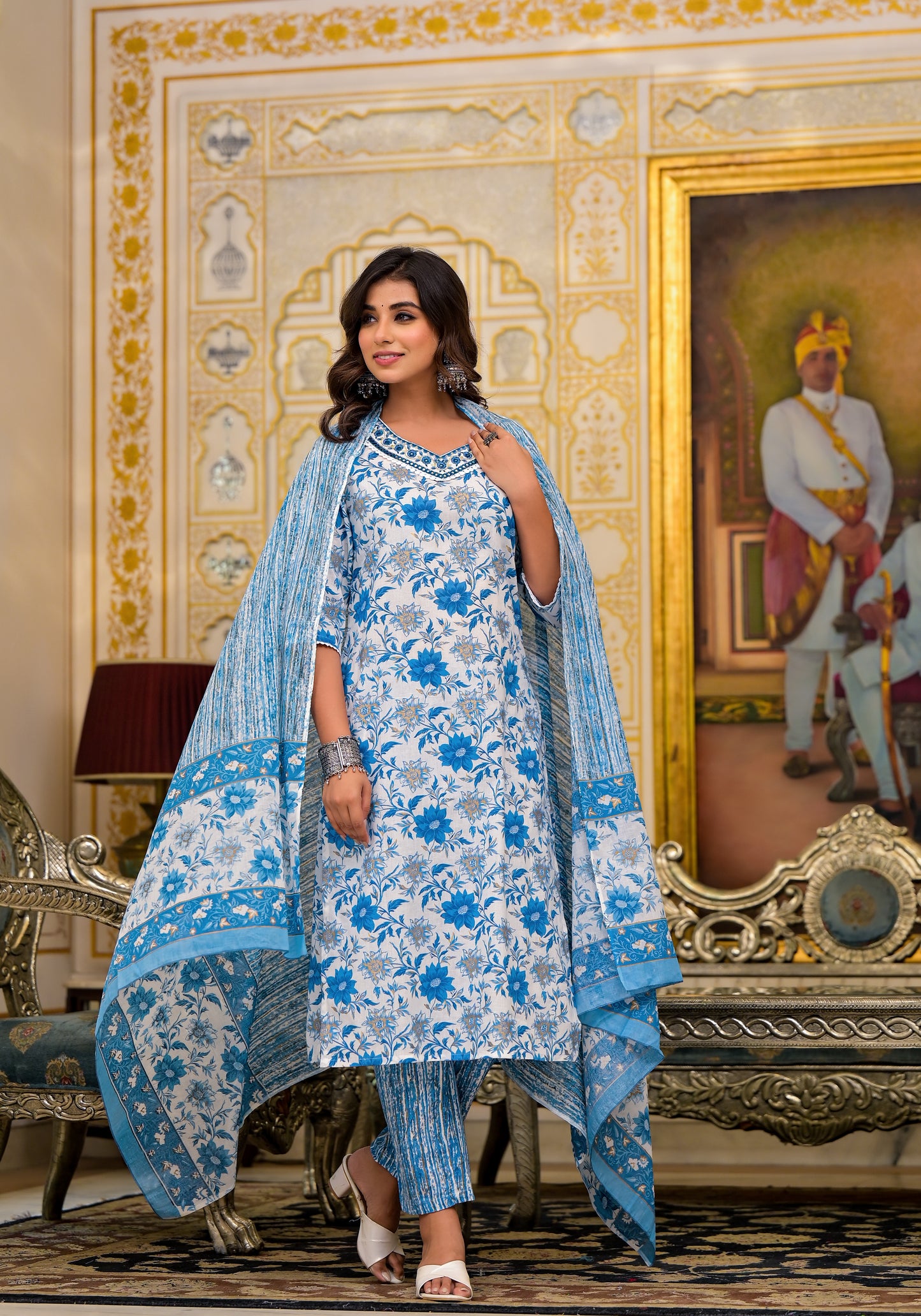 Floral Straight Kurti Set