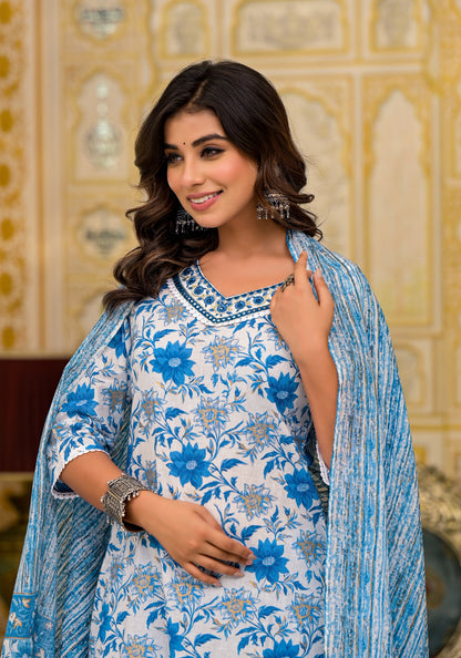 Floral Straight Kurti Set