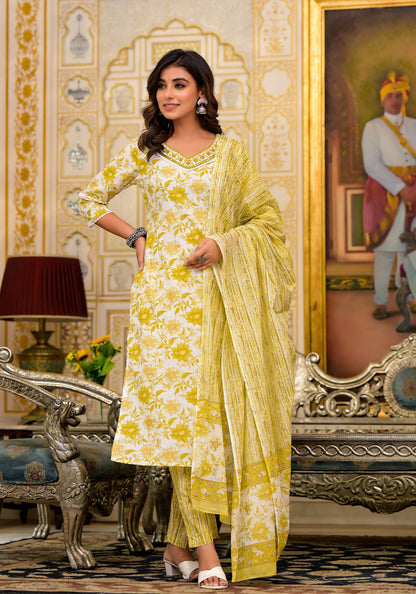 Floral Straight Kurti Set