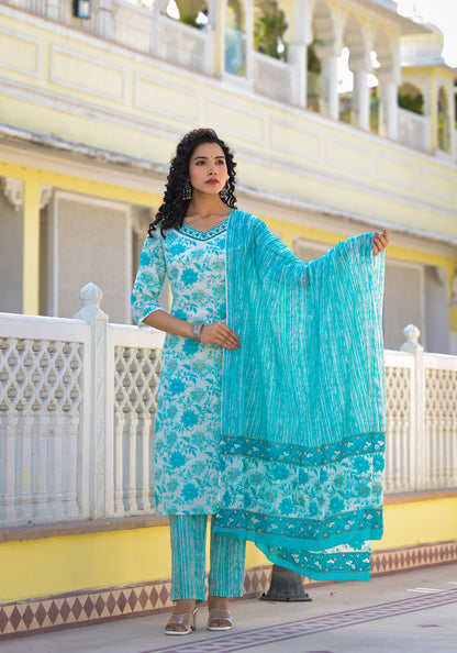 Floral Straight Kurti Set