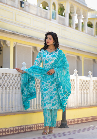 Floral Straight Kurti Set