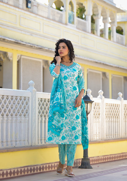 Floral Straight Kurti Set