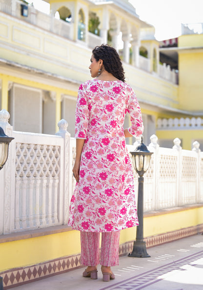Floral Straight Kurti Set