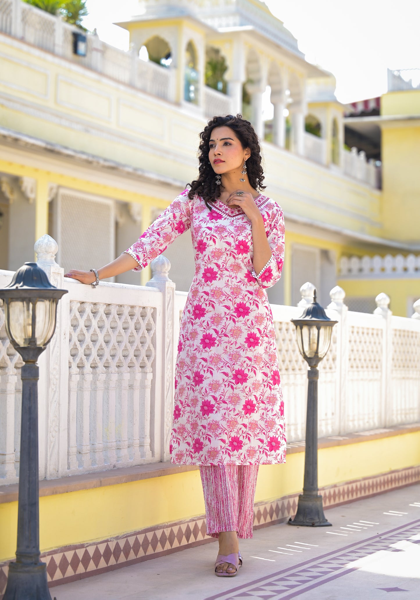 Floral Straight Kurti Set