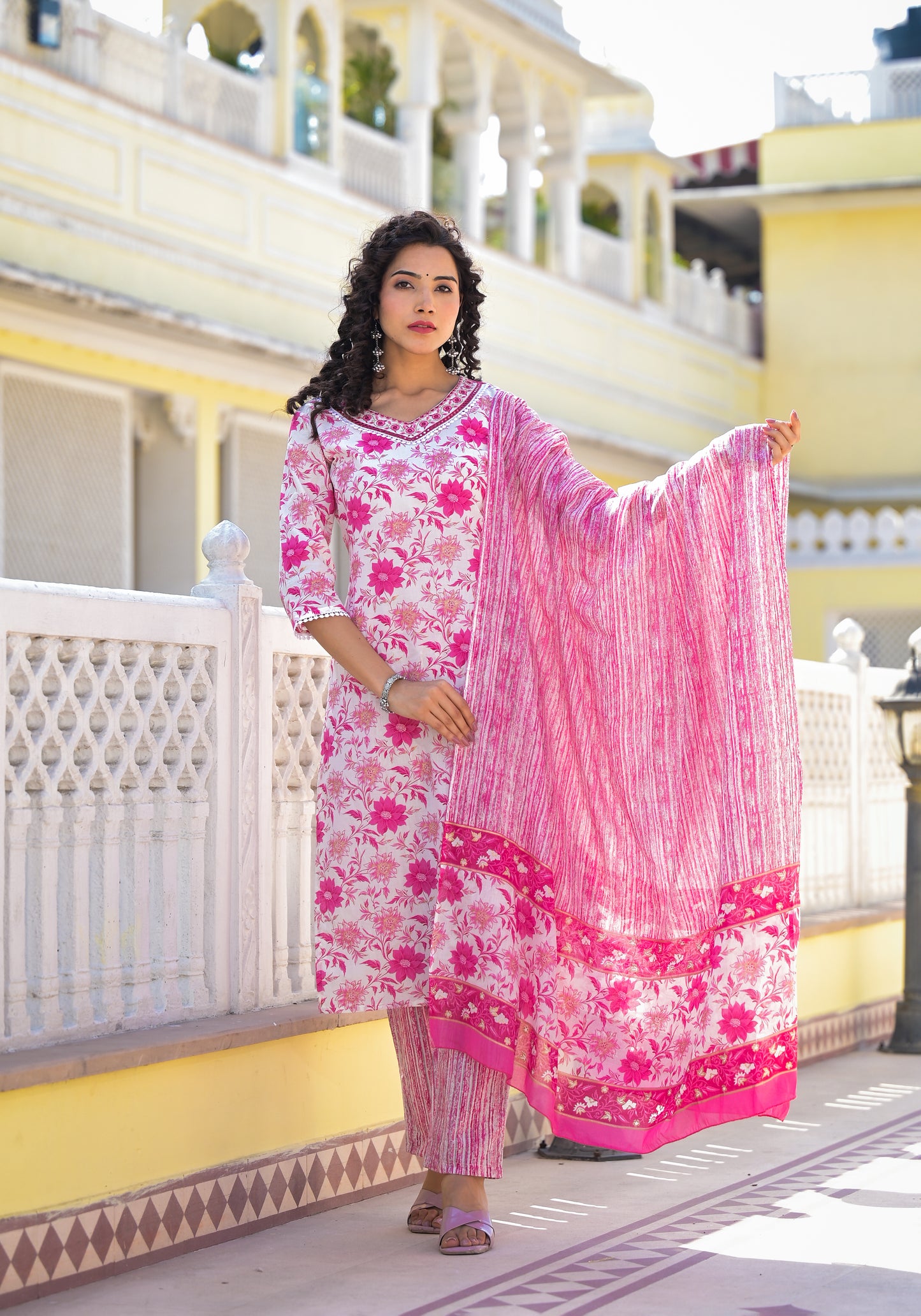 Floral Straight Kurti Set
