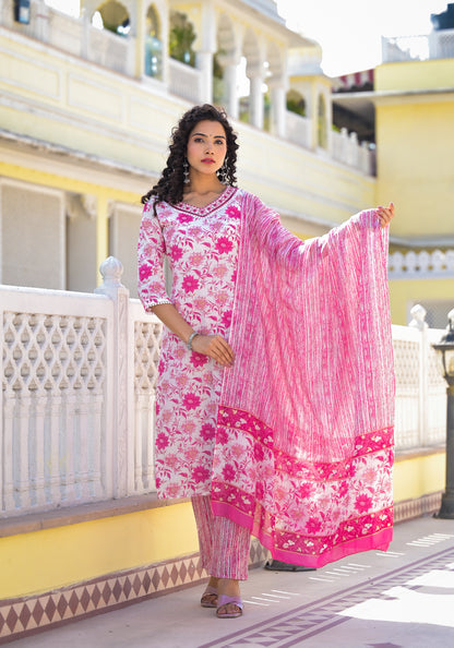 Floral Straight Kurti Set