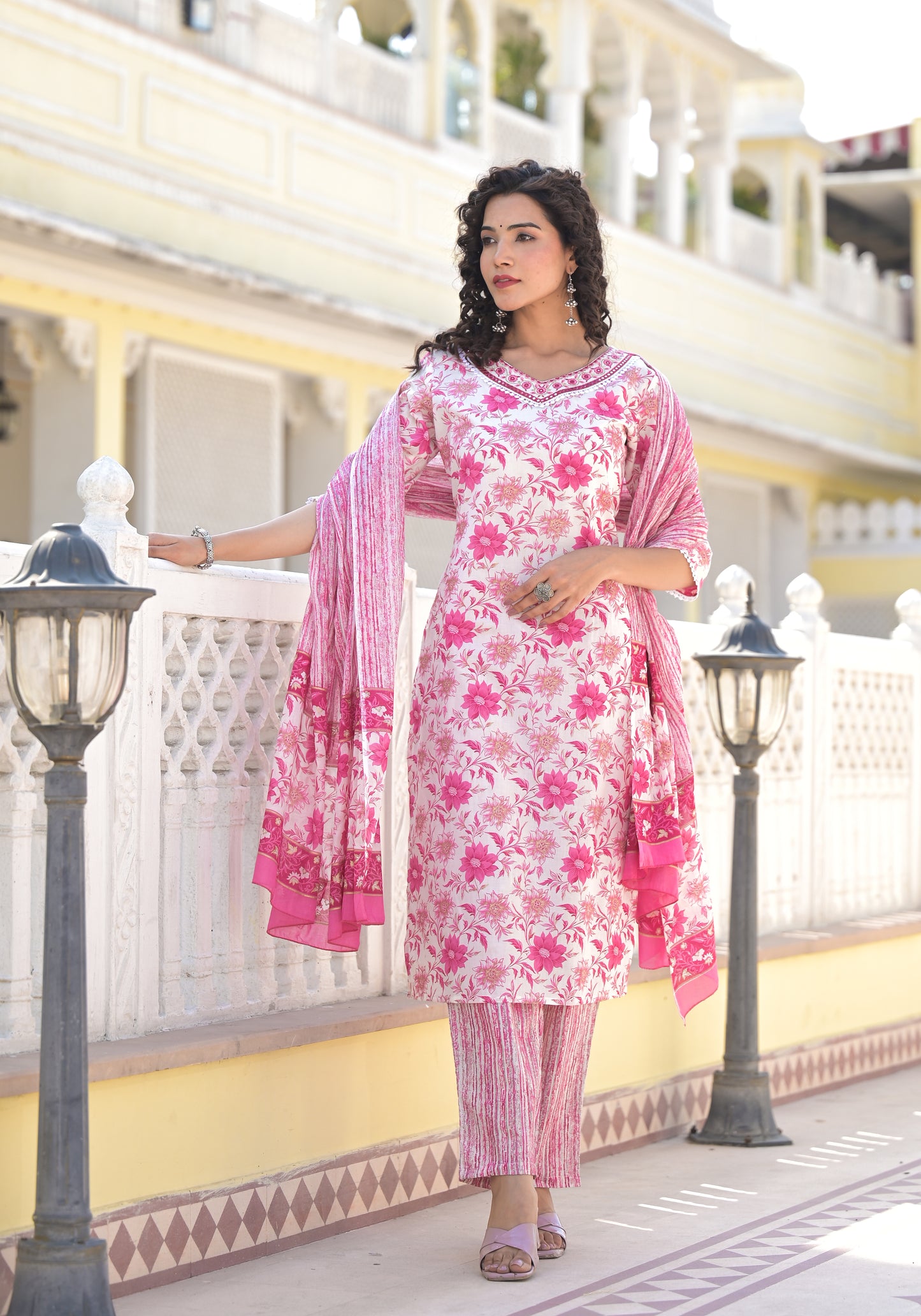 Floral Straight Kurti Set