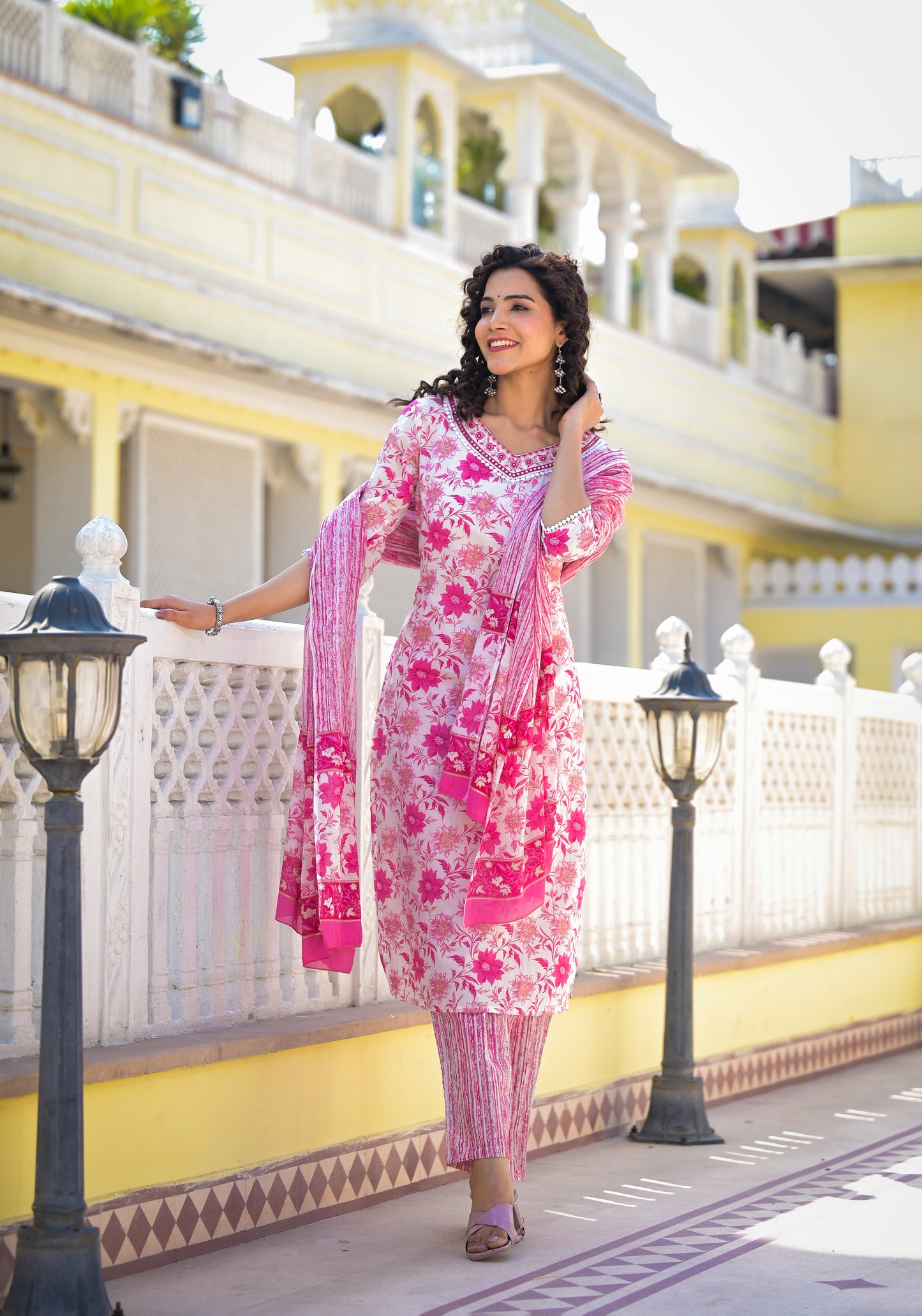 Floral Straight Kurti Set