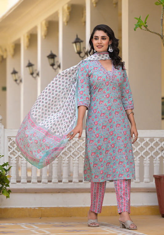 Floral Straight Kurti Set