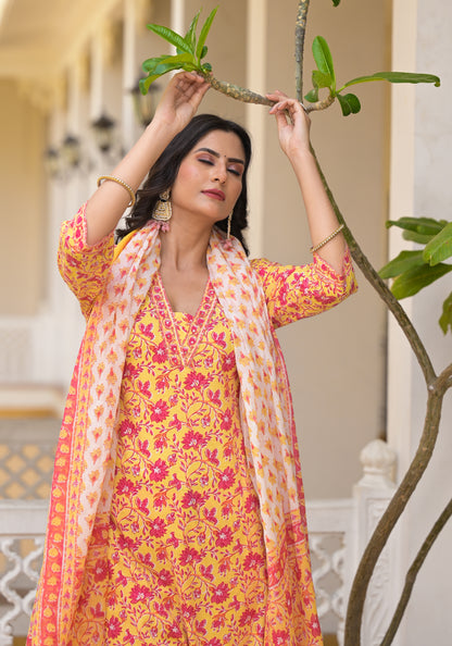 Floral Straight Kurti Set