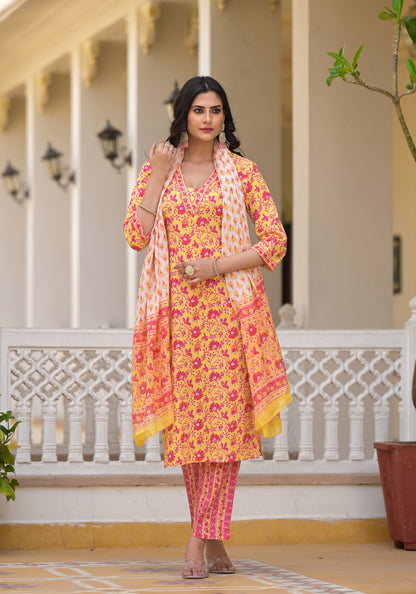 Floral Straight Kurti Set