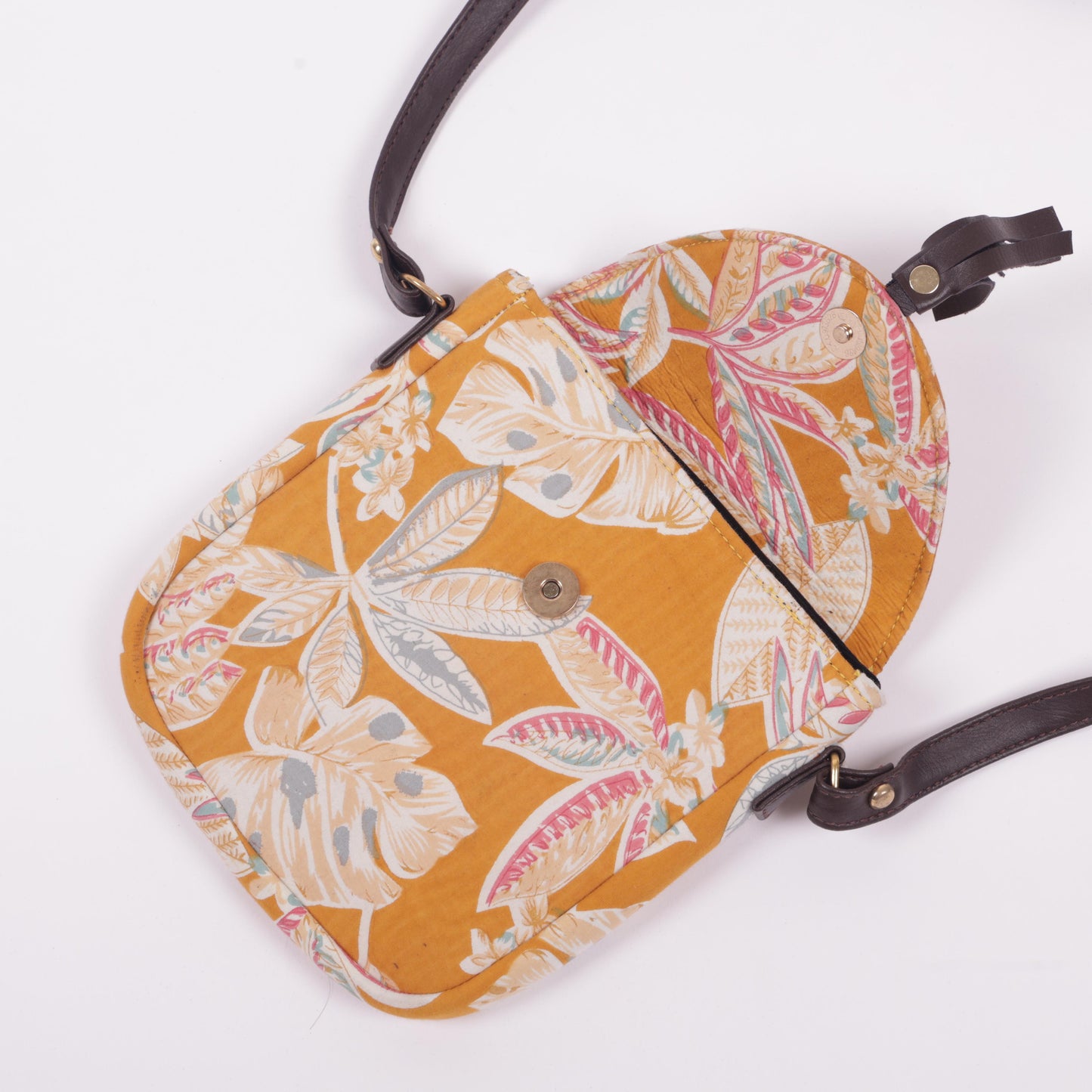 Yellow floral printed Sling Bag