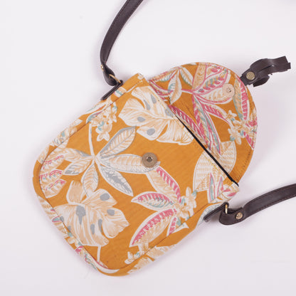 Yellow floral printed Sling Bag