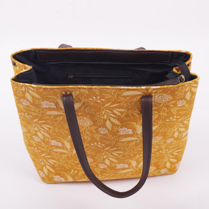 Ink Jaipur Yellow Printed Tote bag