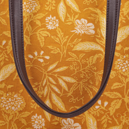 Ink Jaipur Yellow Printed Tote bag
