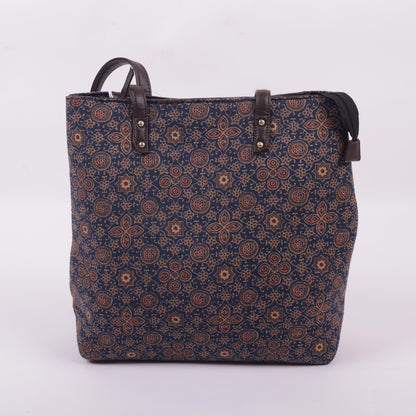 InkJaipur's Blue base Floral Printed Tote Bag
